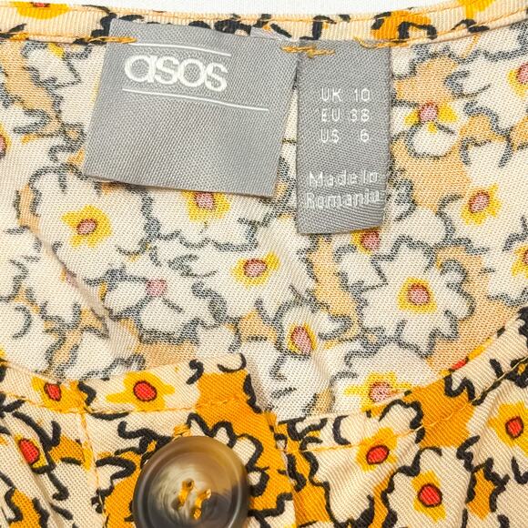ASOS Yellow Floral Lightweight Romper - Size 6 - Picture 6 of 8